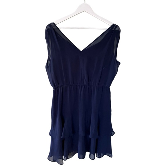 Sam Edelman Women’s V Neck Sleeveless Tiered Mini Dress Navy Blue Size 10 - Picture 2 of 9